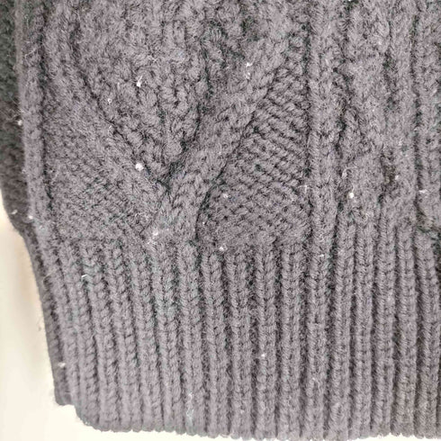 クラクトワークス Cluct Works 裾ロゴパッチ ケーブル編み ウール クルーネック ニット セーター メンズ JPN:M